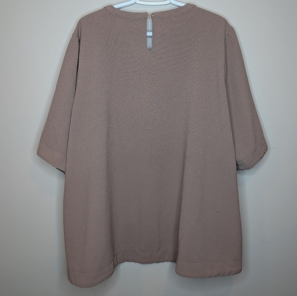 Melissa McCarthy Plus 3X High Lo Scoop Neck Short Sleeve Top Office - Picture 2 of 10